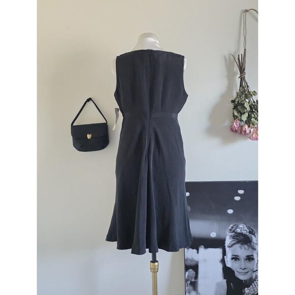 Patrick Collection Vintage Y2K 2000s Black Silk Sleeveless Aline Mini Dress S - Picture 5 of 7